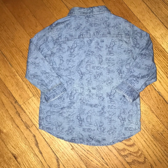 Zara Denim Mickey Mouse Button down shirt sz 2/3 - Picture 4 of 7